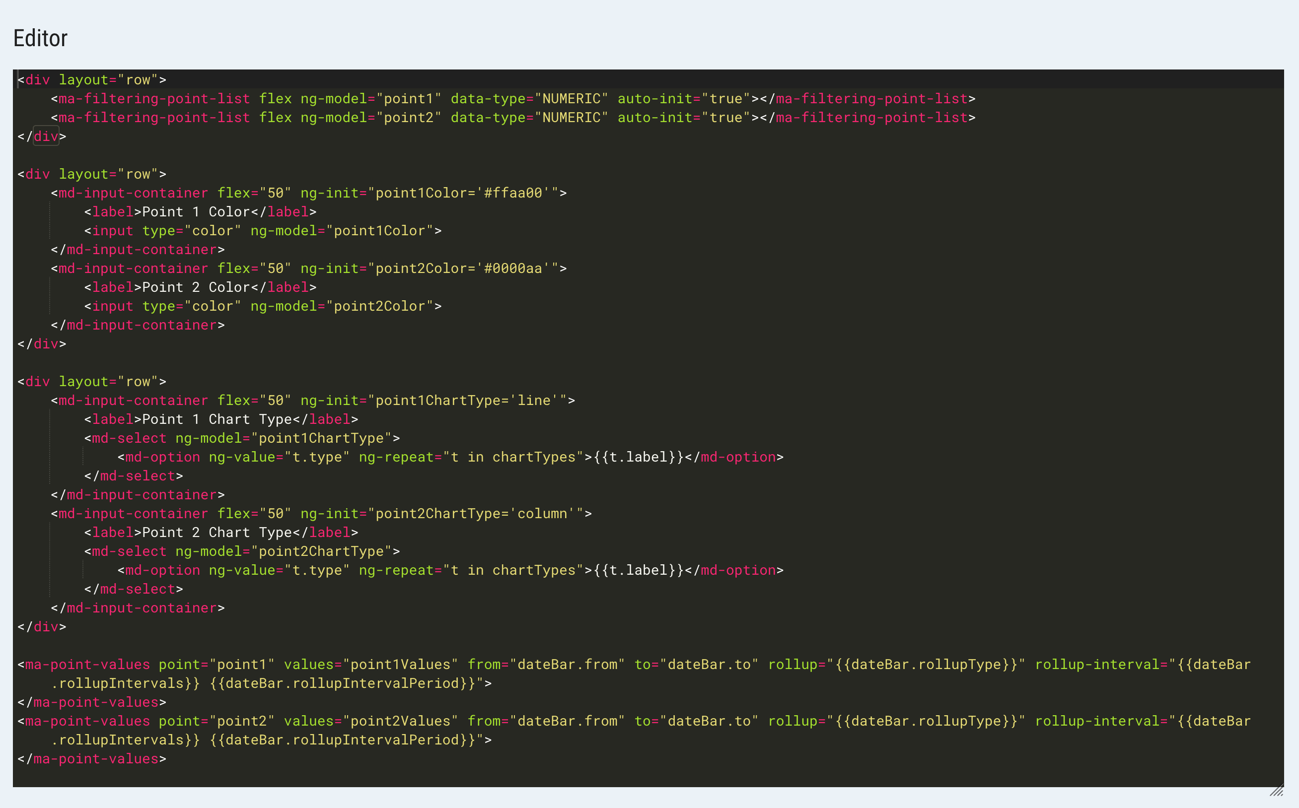Code editor pane