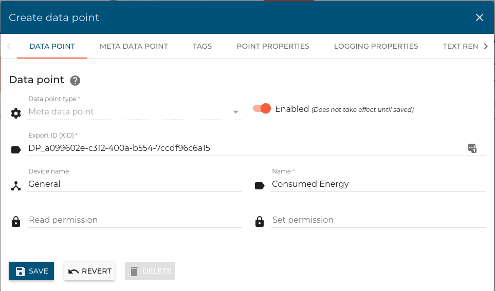 Consumed energy data point basic information