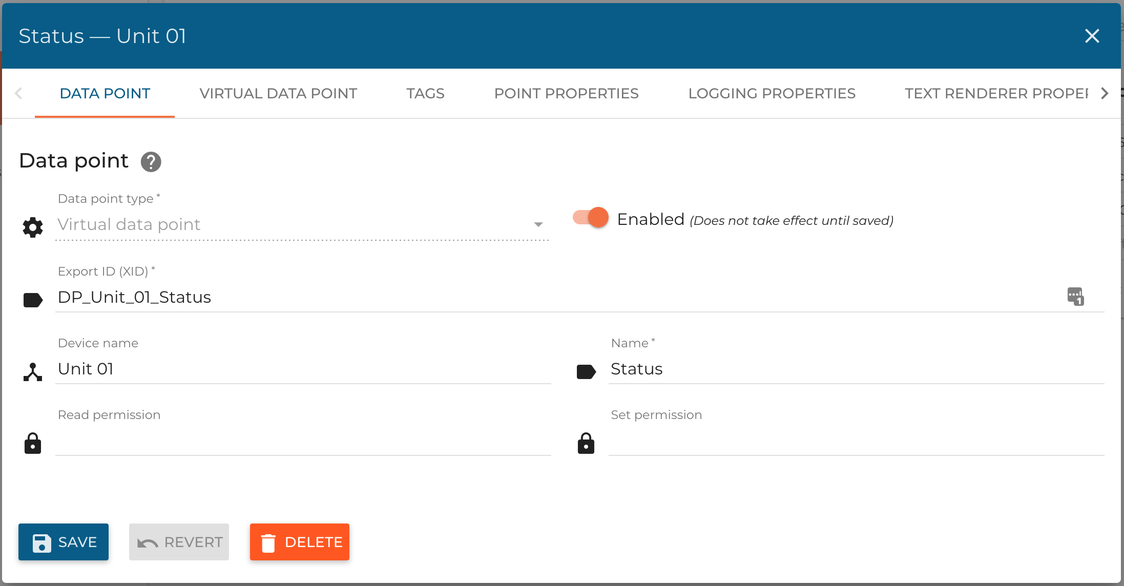 Create Status data point