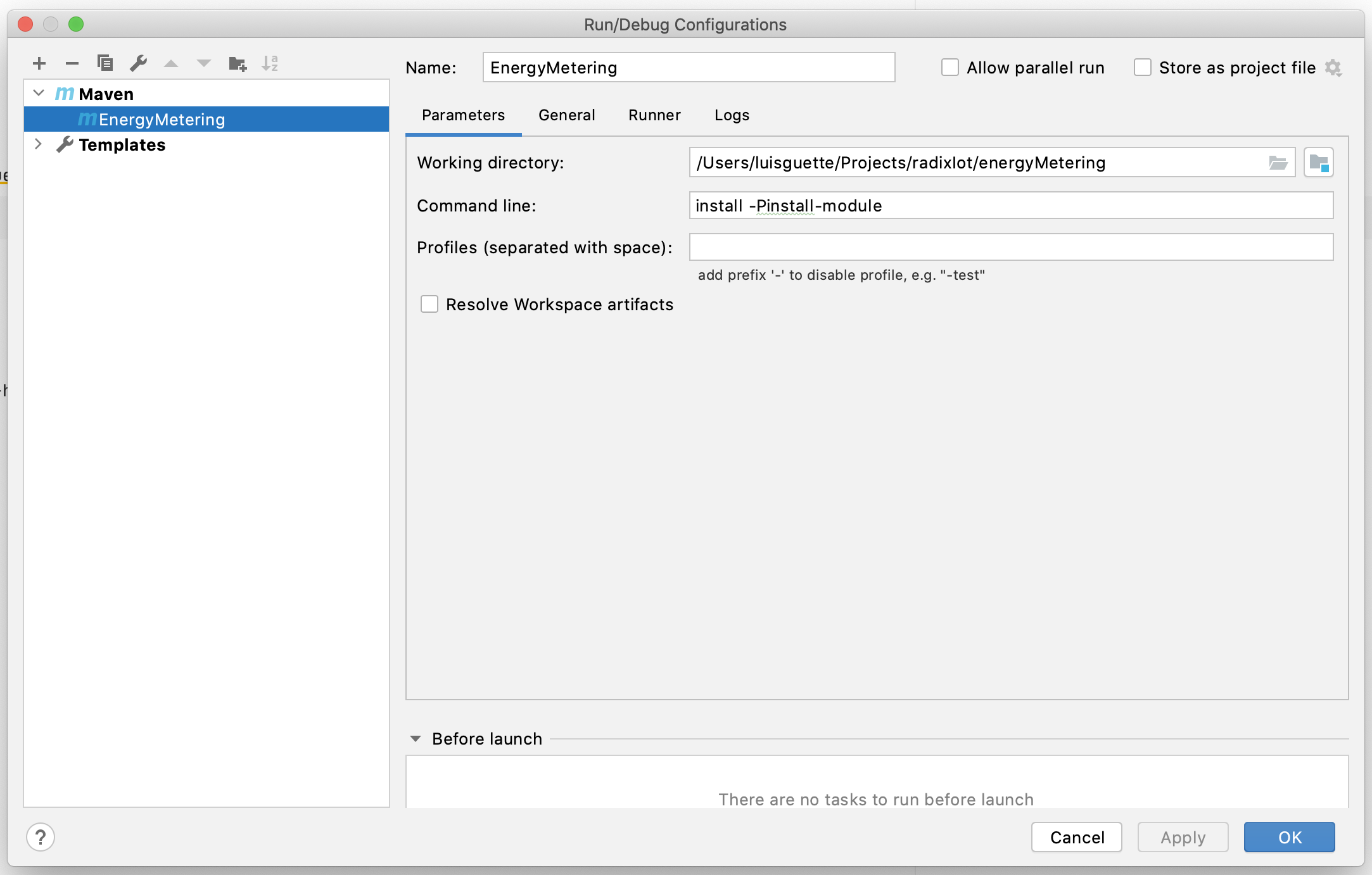 Debug configuration
