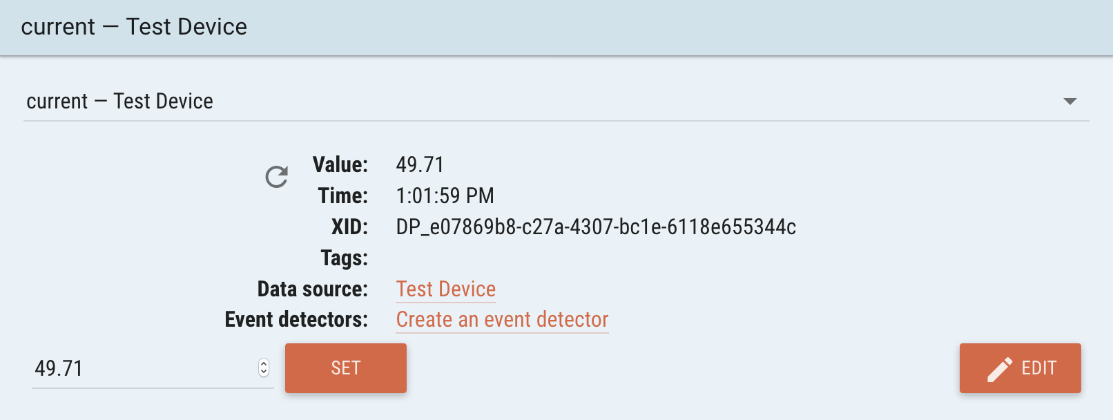 Data point details card