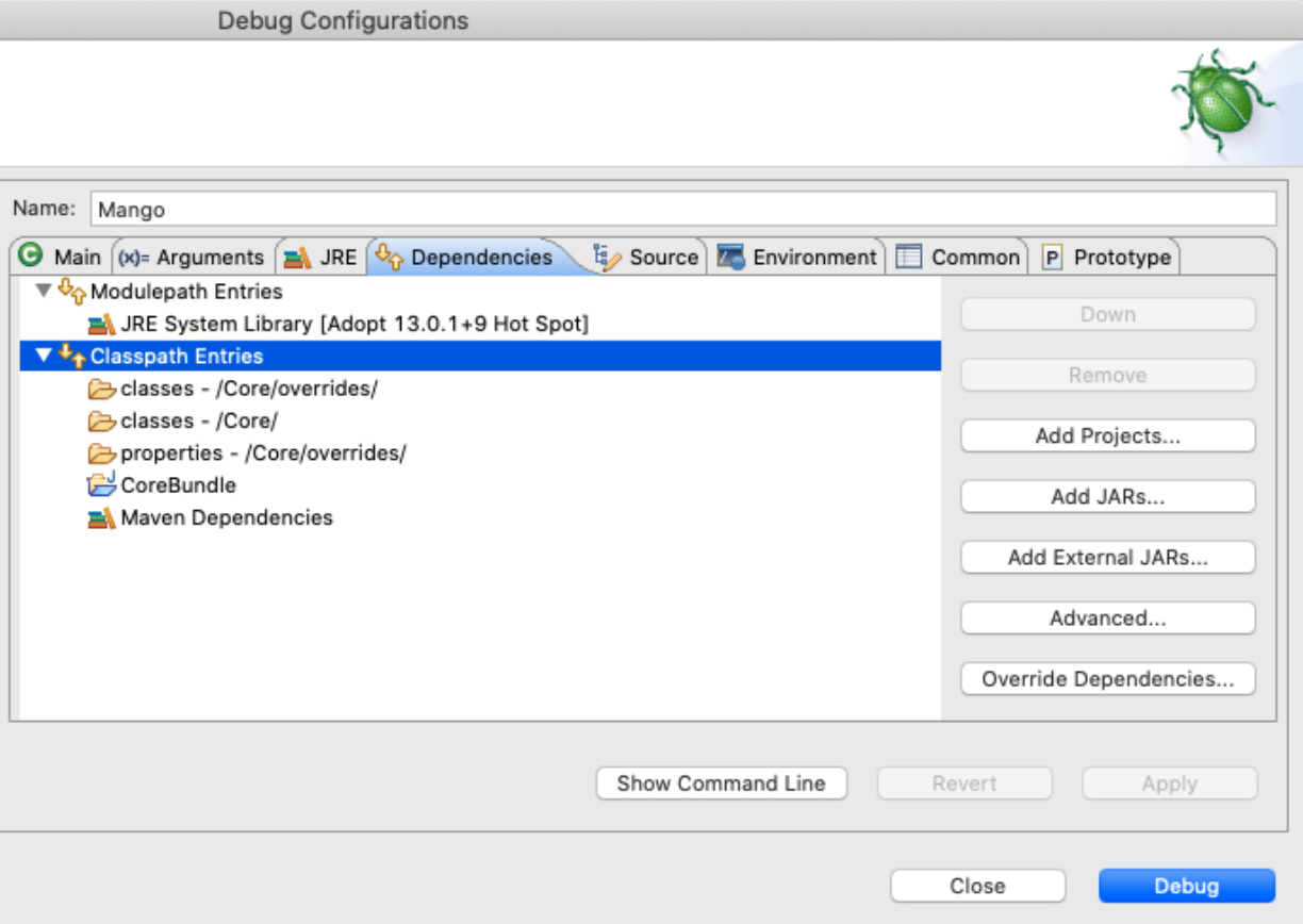 Eclipse classpath entries