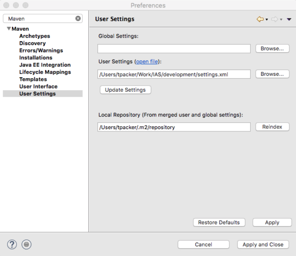 Eclipse Maven setup