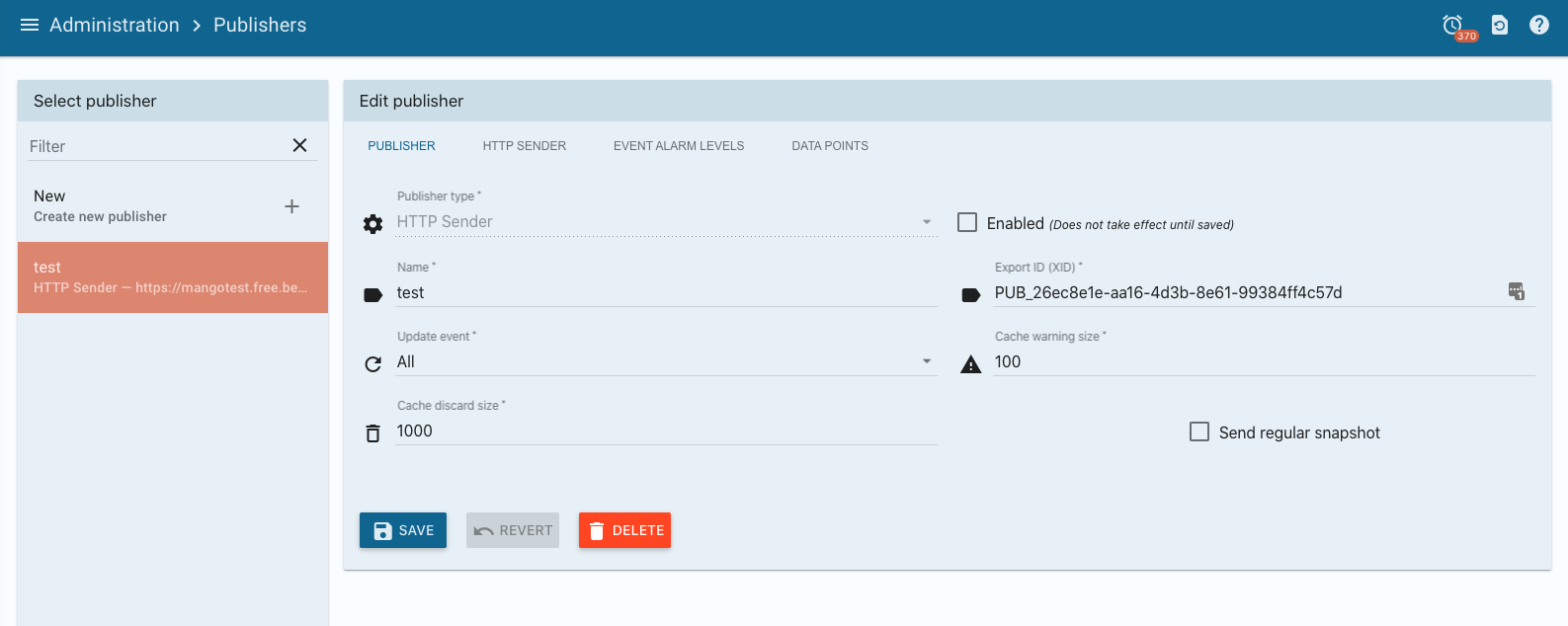 HTTP sender publisher