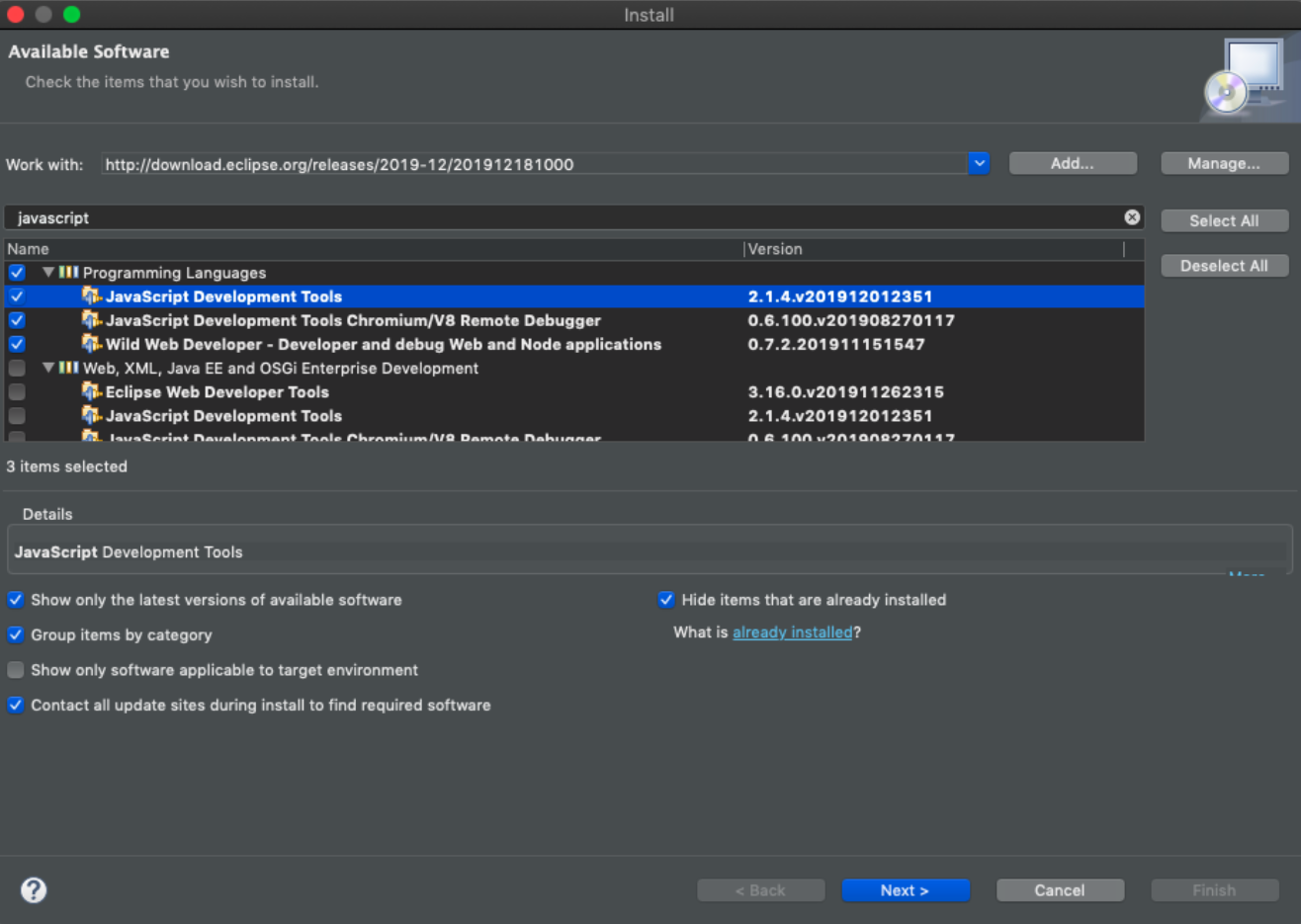 Install Javascript Dev Tools