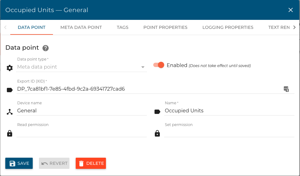 Occupied unit data point basic information