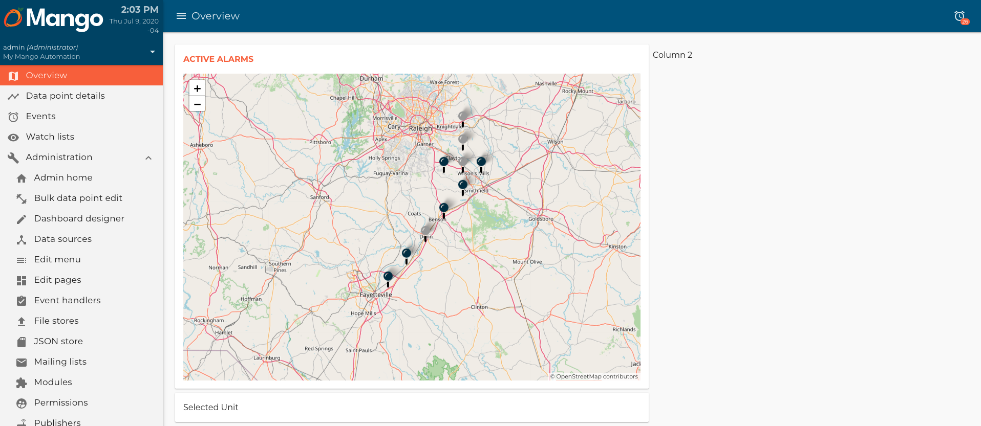 Overview page